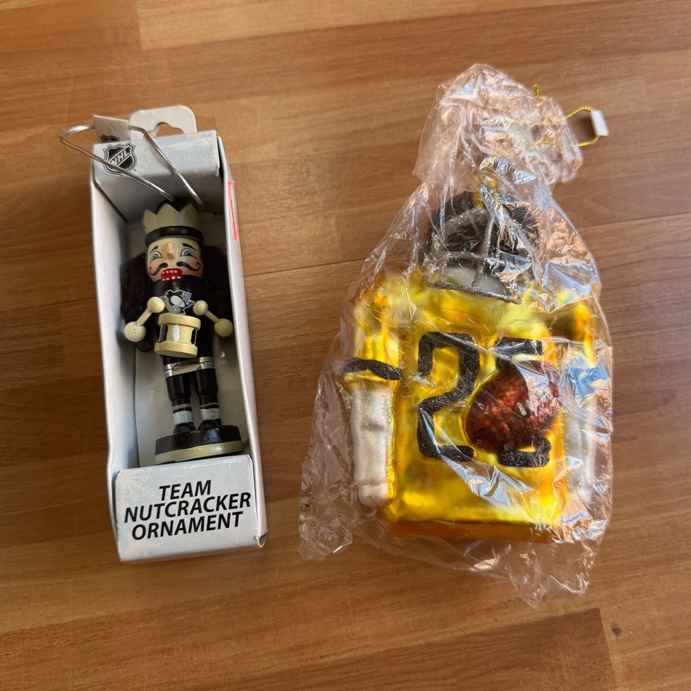 Pittsburgh sports NHL and football Christmas ornament bundle nutcracker NWT